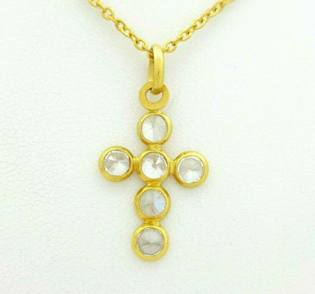 Ladies Pendant 18ct (750, 18K) Yellow Gold Diamante Cross Pendant