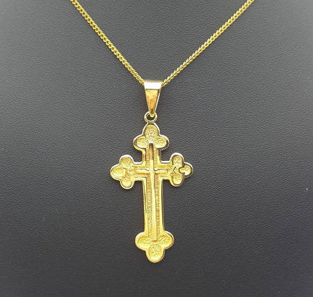 Unisex Yellow Gold 9ct (375, 9K) Old Gothic Style Cross Pendant