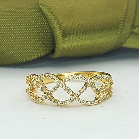 Ladies Ring 9ct (375, 9K) Yellow Gold Diamond Chip (33pts) Dress Ring