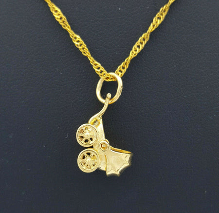 Ladies Pendant 9ct (375, 9K) Yellow Gold Solid Stroller Pram Charm Pendant