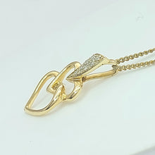 Load image into Gallery viewer, Ladies Yellow Gold 9ct (375, 9K) Interlocking Double Hearts Diamond Pendant