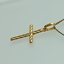 Load image into Gallery viewer, Ladies Yellow Gold 9ct (375, 9K) High Quality Twisted Design Cross Pendant