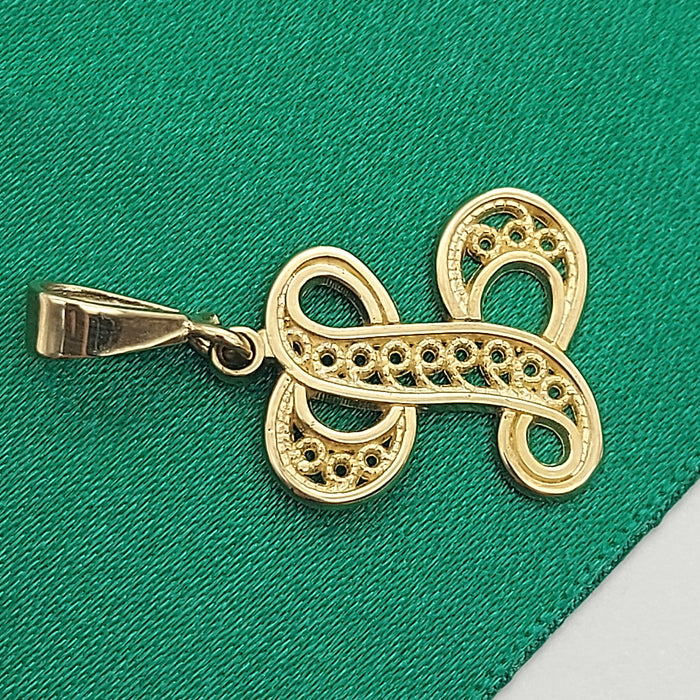 Ladies Yellow Gold 10ct (417, 10K) High Quality Patterned 'L' Initials Pendant