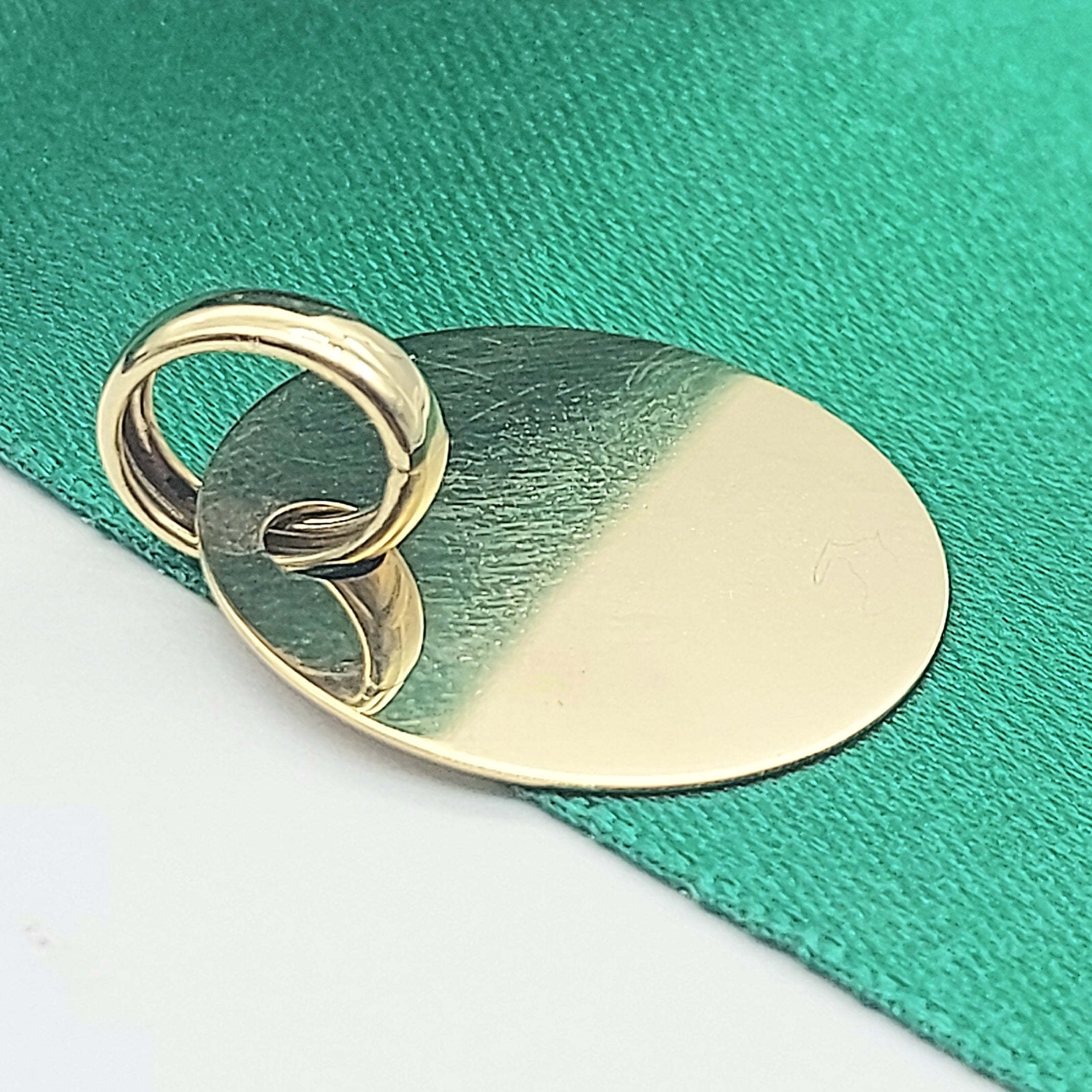 Unisex Yellow Gold 9ct (375, 9K) High Quality Engravable Circle Tag Pendant