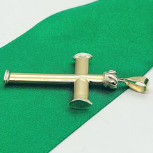 Load image into Gallery viewer, Unisex Two-Tone Gold 9ct (375, 9K) High Quality Large Crown Cross Pendant