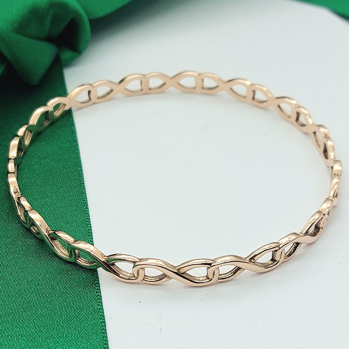 Ladies Rose Gold 9ct (375, 9K) High Quality Solid Round Infinity Style Bangle