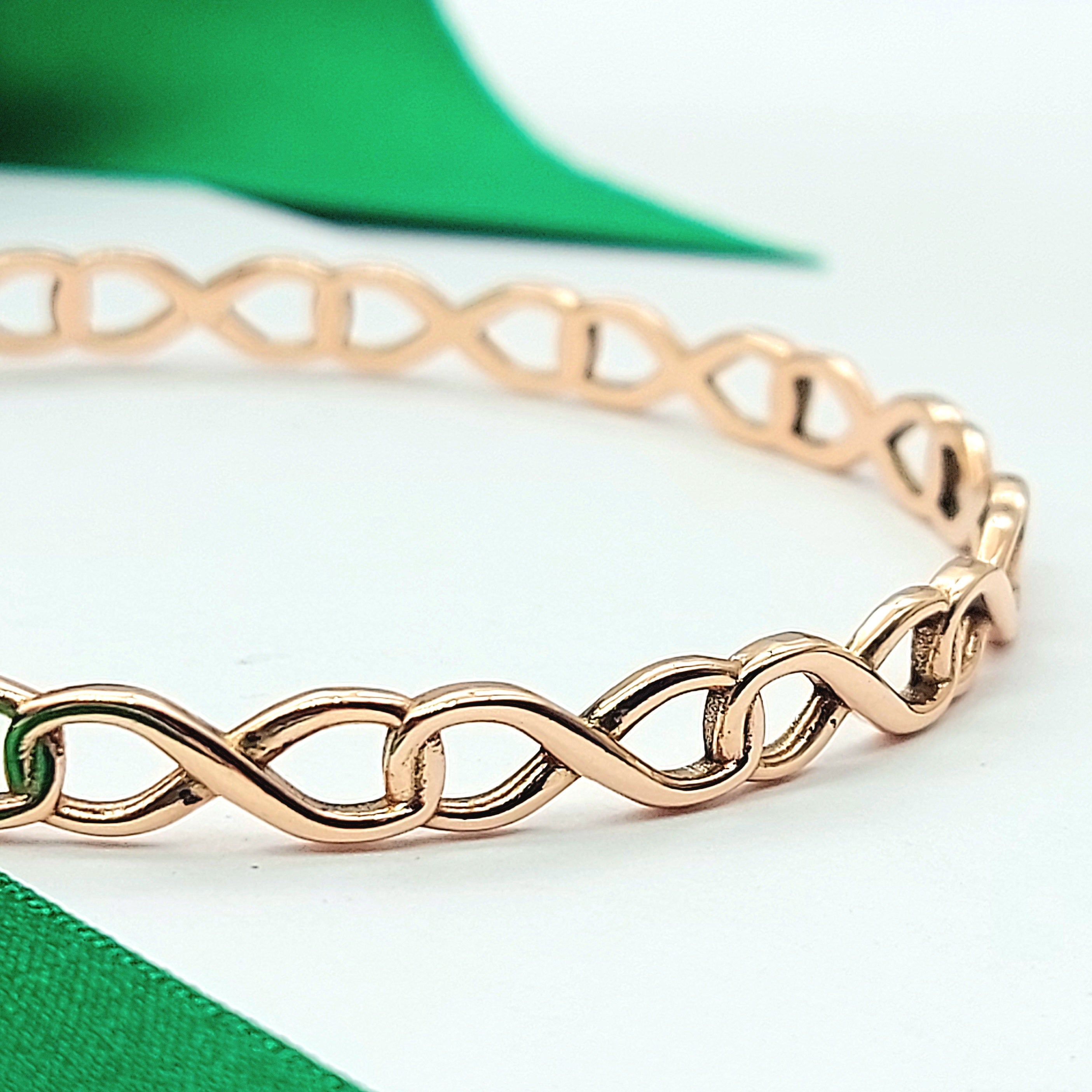 Ladies Rose Gold 9ct (375, 9K) High Quality Solid Round Infinity Style Bangle