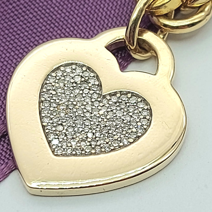 Ladies Yellow Gold 10ct (417, 10K) MHJ (0.52ct) Natural Diamonds Heart Bracelet