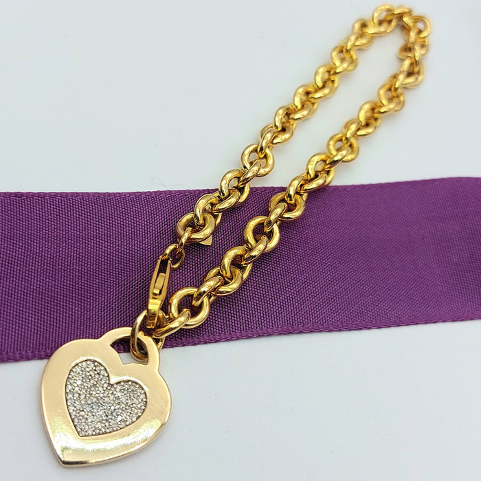 Ladies Yellow Gold 10ct (417, 10K) MHJ (0.52ct) Natural Diamonds Heart Bracelet