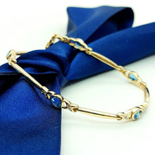 Load image into Gallery viewer, Ladies Yellow Gold 9ct (375,9K) High Quality Topaz & Diamond Link Bar Bracelet