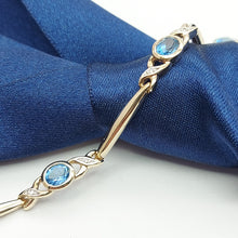 Load image into Gallery viewer, Ladies Yellow Gold 9ct (375,9K) High Quality Topaz & Diamond Link Bar Bracelet