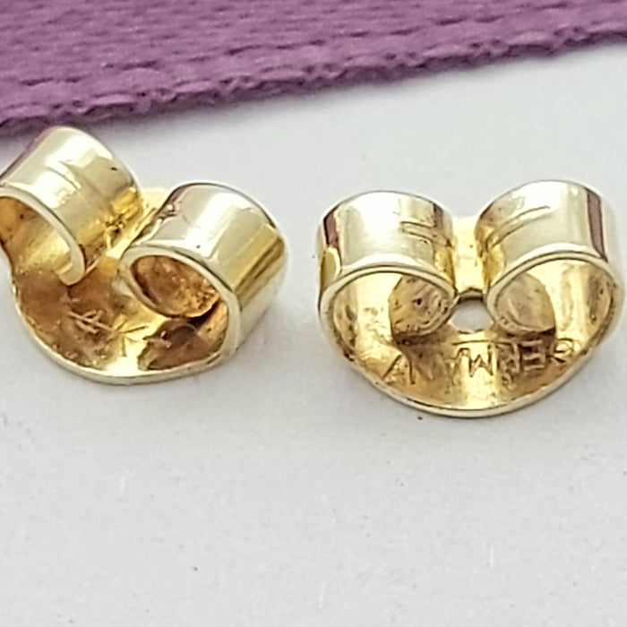 Ladies Two-Tone 14ct (585,14k) Created Pink Sapphire & Diamond Halo Square Studs