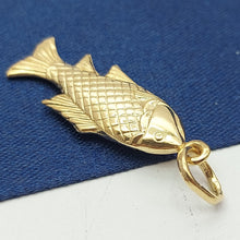 Load image into Gallery viewer, Unisex Yellow Gold 9ct (375, 9K) High Quality Detailed Sea Bass Fish Pendant
