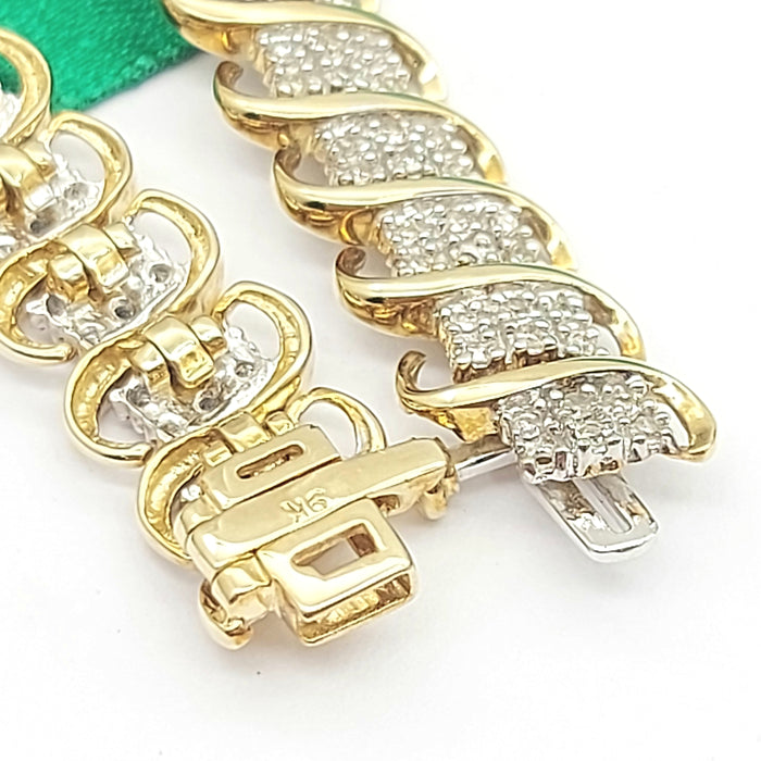 Ladies Yellow Gold 9ct (375,9K) Rare Natural Diamonds Caterpillar Bracelet