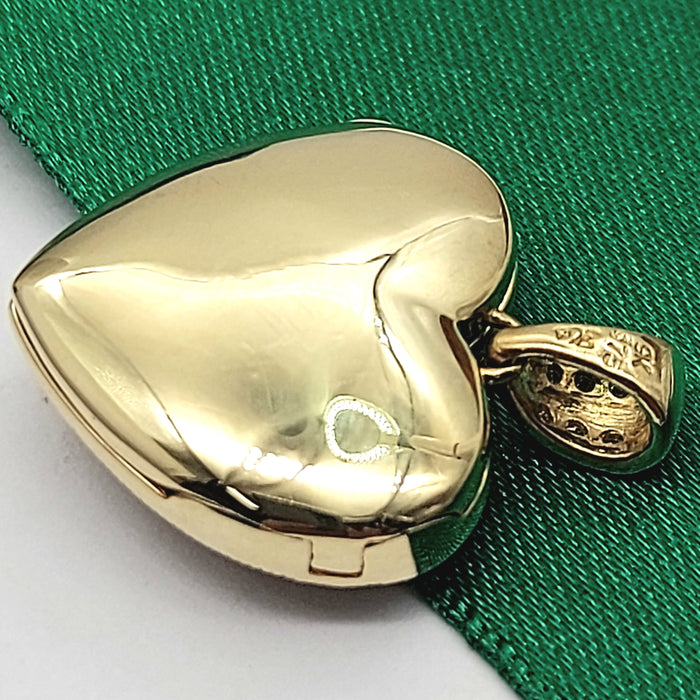 Ladies Yellow Gold 9ct (375, 9K) Openwork Natural Diamonds Heart Locket Pendant