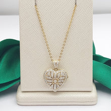 Load image into Gallery viewer, Ladies Yellow Gold 9ct (375, 9K) Openwork Natural Diamonds Heart Locket Pendant