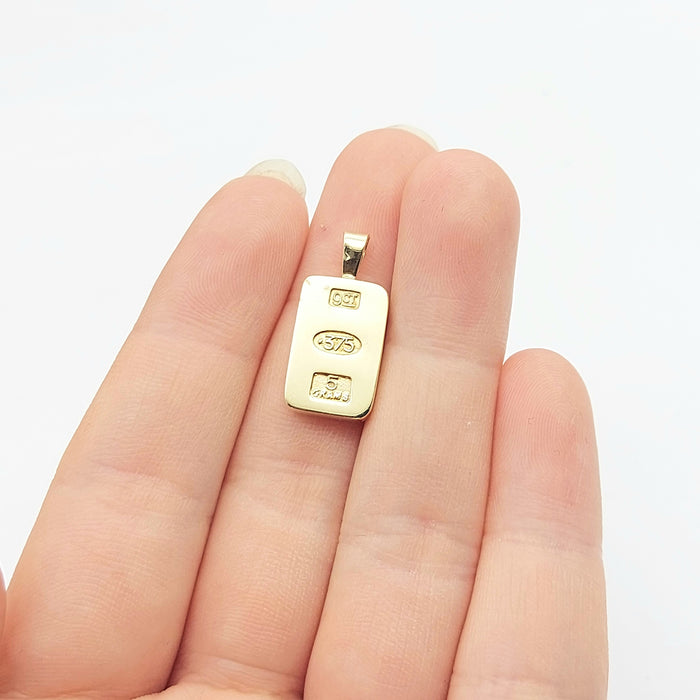 Gold Rectangle Bar Yellow Gold 9ct (375, 9K) Solid High Quality Pendant