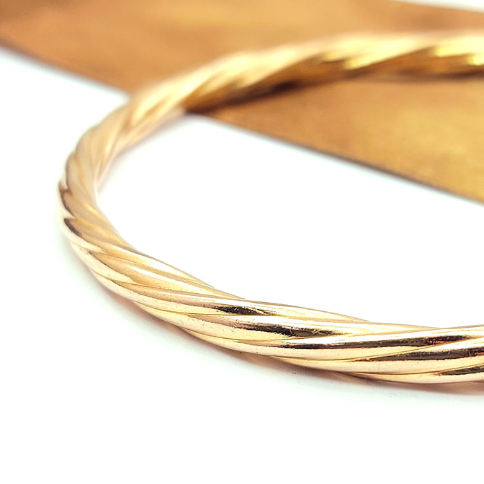 Ladies Rose Gold 9k (375, 9K) High Quality Round Twisted Design Bangle