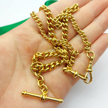 Load image into Gallery viewer, Ladies Yellow Gold 9ct (375, 9k) Rare Solid Antique Curb T-bar Chain Necklace