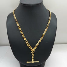 Load image into Gallery viewer, Ladies Yellow Gold 9ct (375, 9k) Rare Solid Antique Curb T-bar Chain Necklace