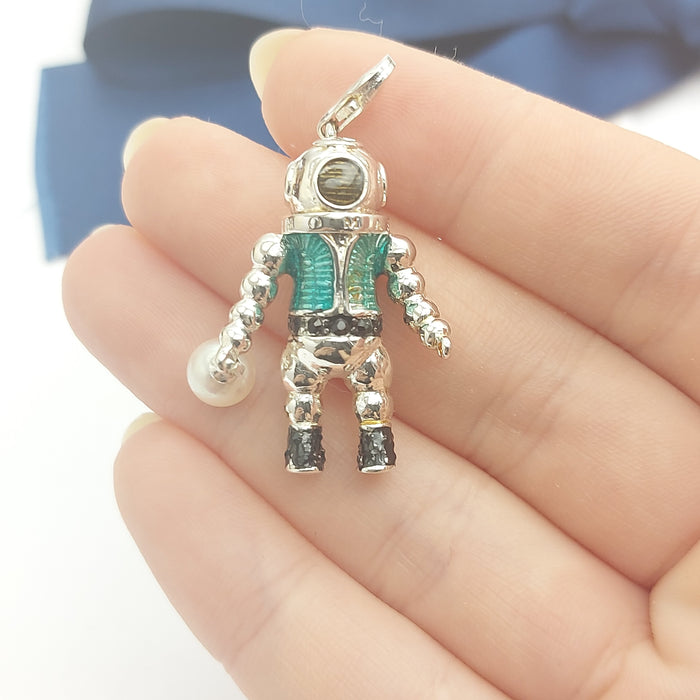 Thomas Sabo Rare Sterling Silver (925) Scuba/Deep Sea Driver Pendant W/ Pearl