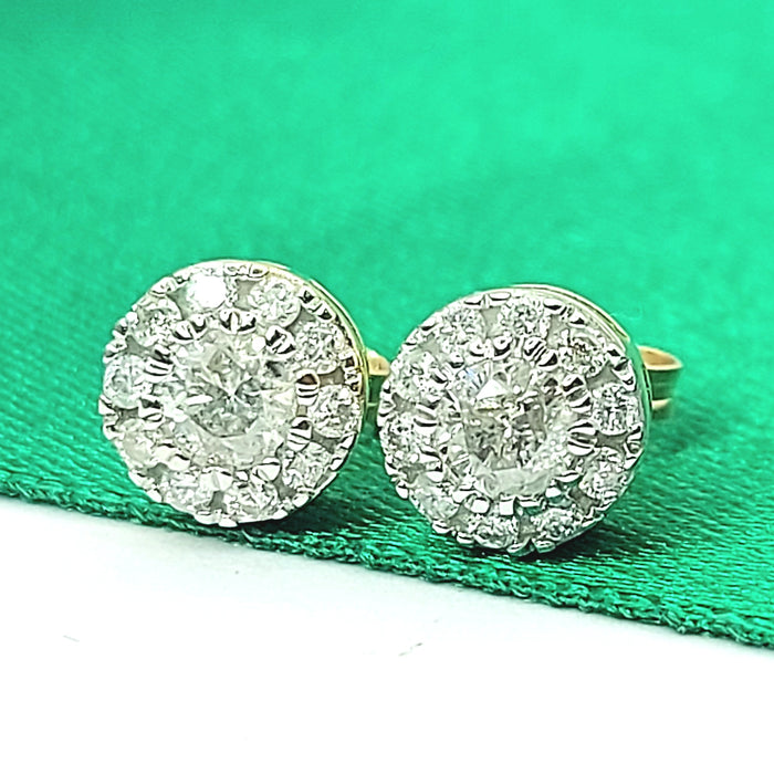 Ladies Yellow Gold 9ct (375,9k) Natural 22x Diamond Chips (0.50ct) Round Studs