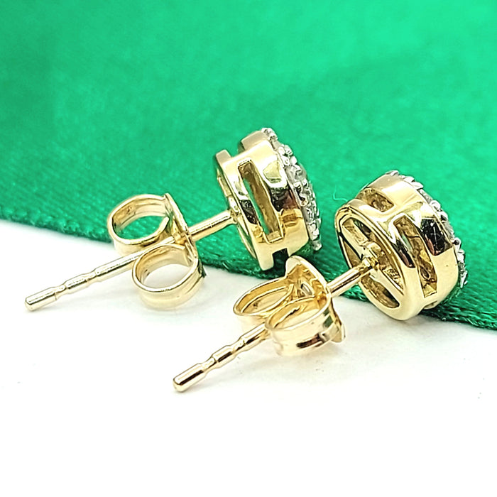 Ladies Yellow Gold 9ct (375,9k) Natural 22x Diamond Chips (0.50ct) Round Studs
