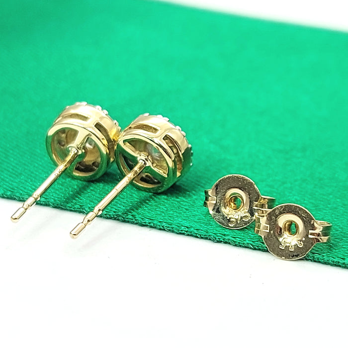 Ladies Yellow Gold 9ct (375,9k) Natural 22x Diamond Chips (0.50ct) Round Studs