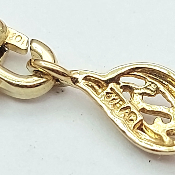 Ladies Yellow Gold 9ct (375,9k) Rare 10 Rubies & Diamonds Dainty Swirl Bracelet