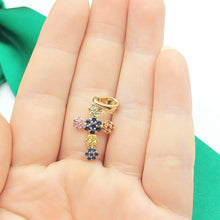Load image into Gallery viewer, Ladies Yellow Gold 9ct (375, 9k) Unique Multi-Stones Floral Cross Pendant