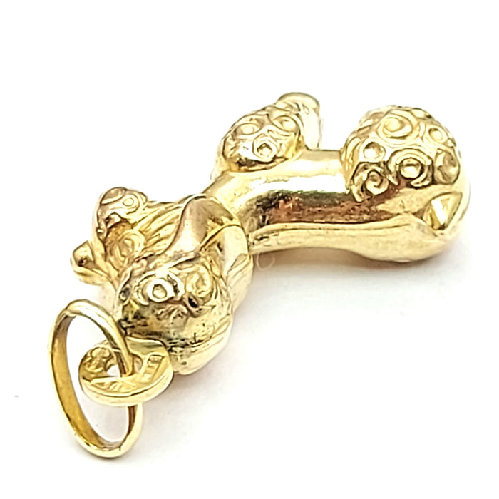 Toy Poodle Yellow Gold 9ct (375, 9K) Rare Handmade High Quality Dog Pendant