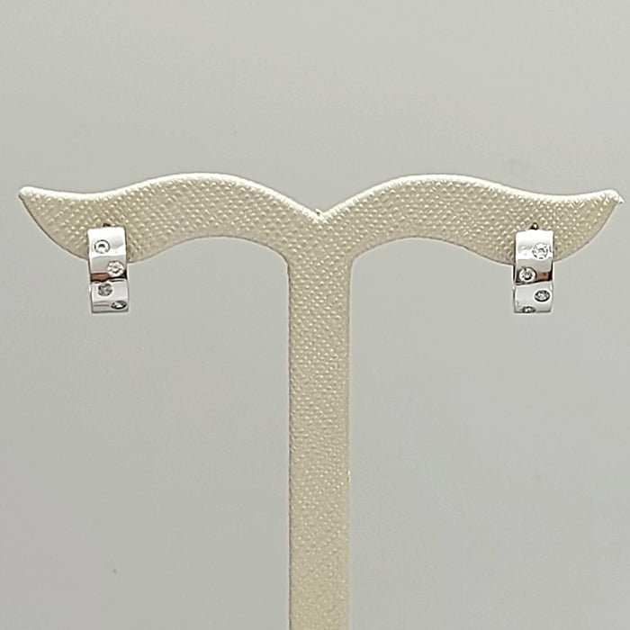 Ladies White Gold 9ct (375, 9K) High Quality Petite Cubics Bezel Huggies