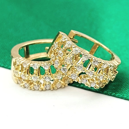 Ladies Yellow Gold 9ct (375,9K) Rare Vintage Design Openwork Round Huggies