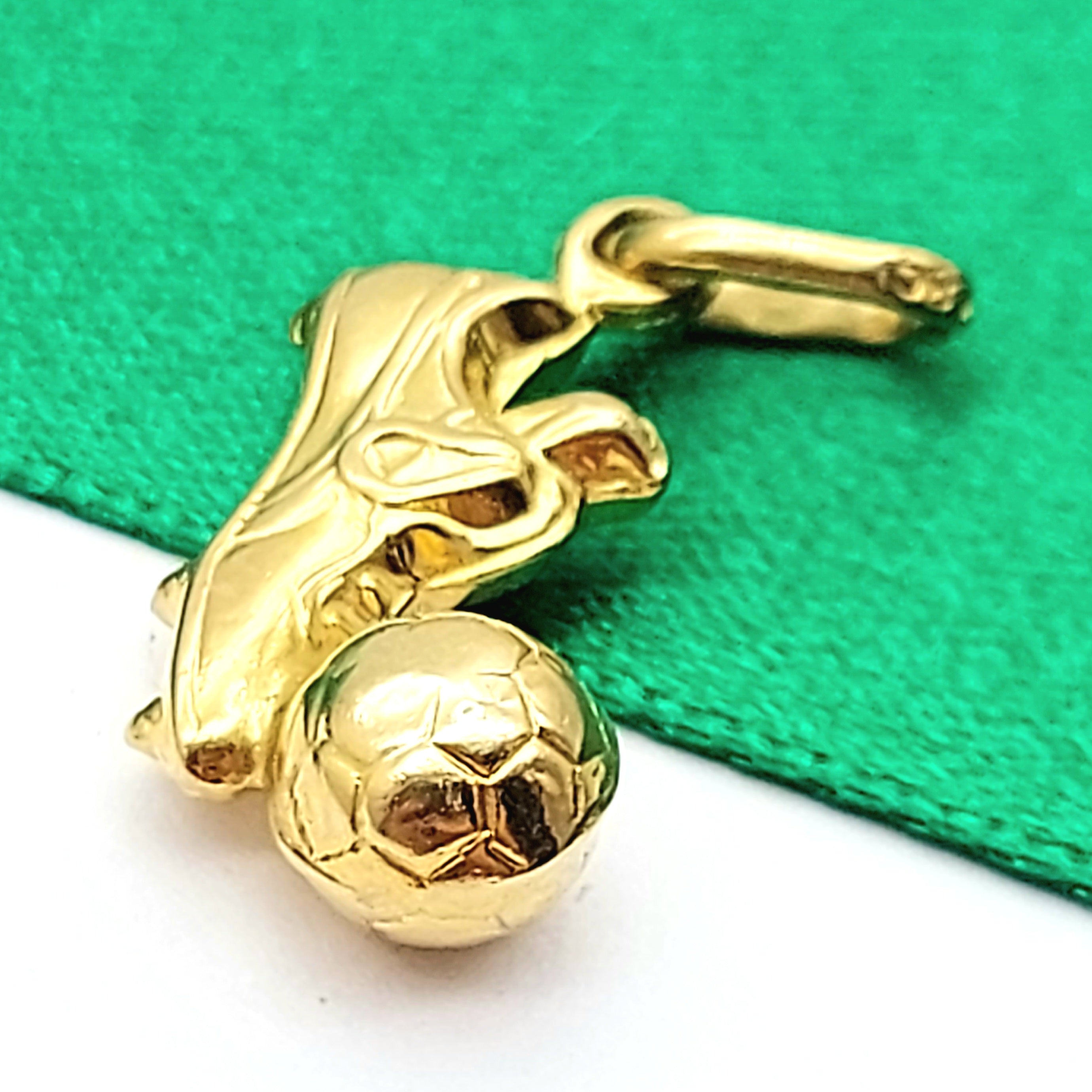 Cleats & Soccer Ball Yellow Gold 14ct (585, 14K) Handmade High Quality Pendant