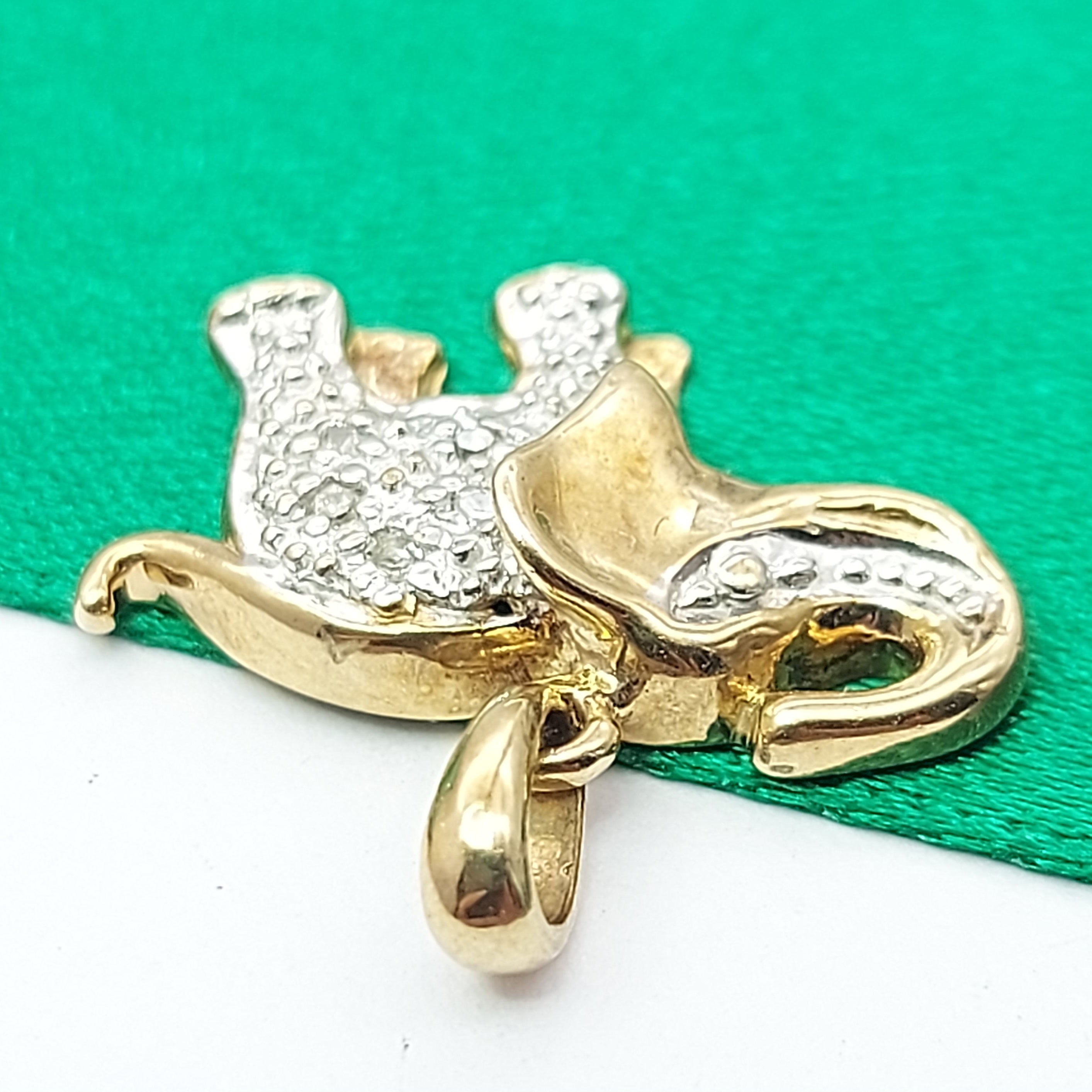 Elephant Diamond Chips Yellow Gold 9ct (375, 9K) High Quality Charm/Pendant