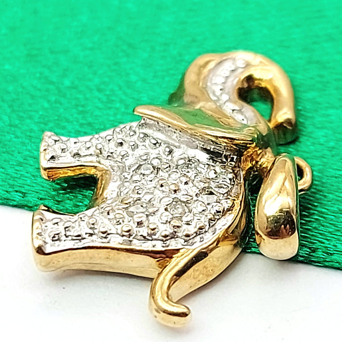Elephant Diamond Chips Yellow Gold 9ct (375, 9K) High Quality Charm/Pendant