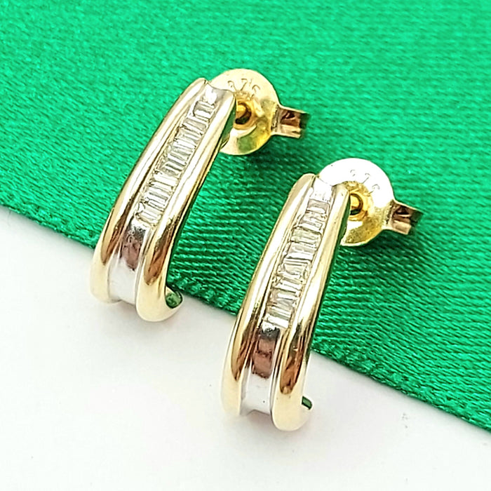 Ladies Yellow Gold 9ct (375,9k) Natural Baguette Cut Channel Set Diamond Studs