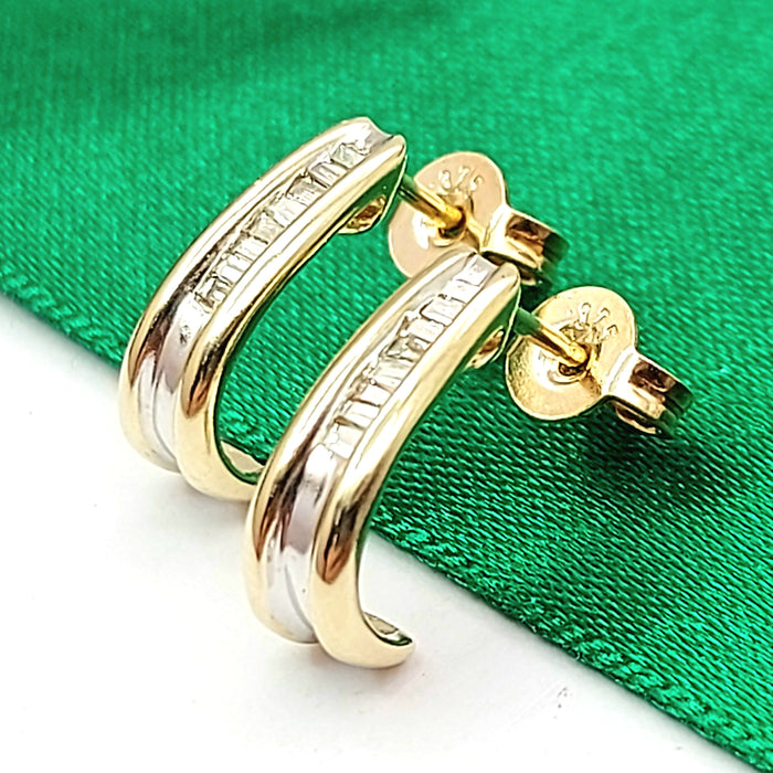 Ladies Yellow Gold 9ct (375,9k) Natural Baguette Cut Channel Set Diamond Studs