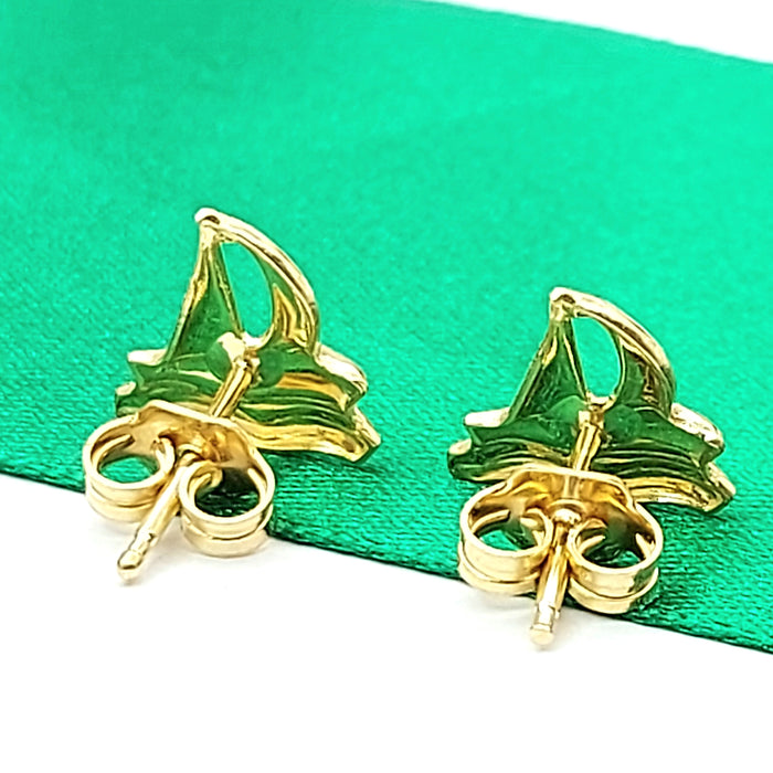 Ladies Earrings Yellow Gold 18ct (750, 18k) High Quality Solid Sail Boat Studs