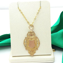 Load image into Gallery viewer, Unisex Two-Tone Gold 9ct (375, 9K) Antique Solid Hand Engraved Shield Pendant
