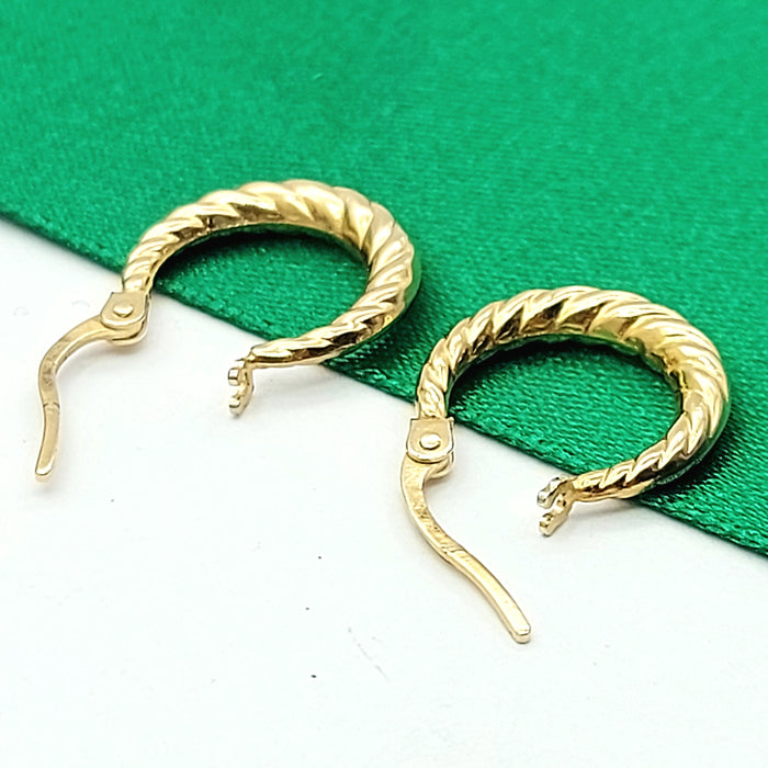 Ladies Italian Yellow Gold 9ct (375, 9K) Graduating Twisted Petite Hoops