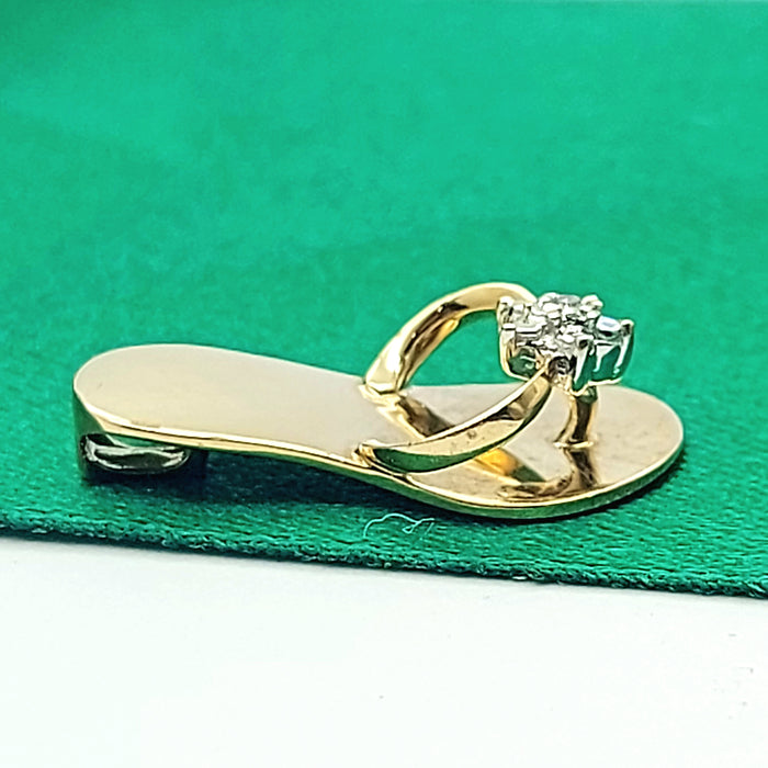 Floral Sandal Diamond Chip Yellow Gold 9ct (375, 9K) High Quality Charm/Pendant