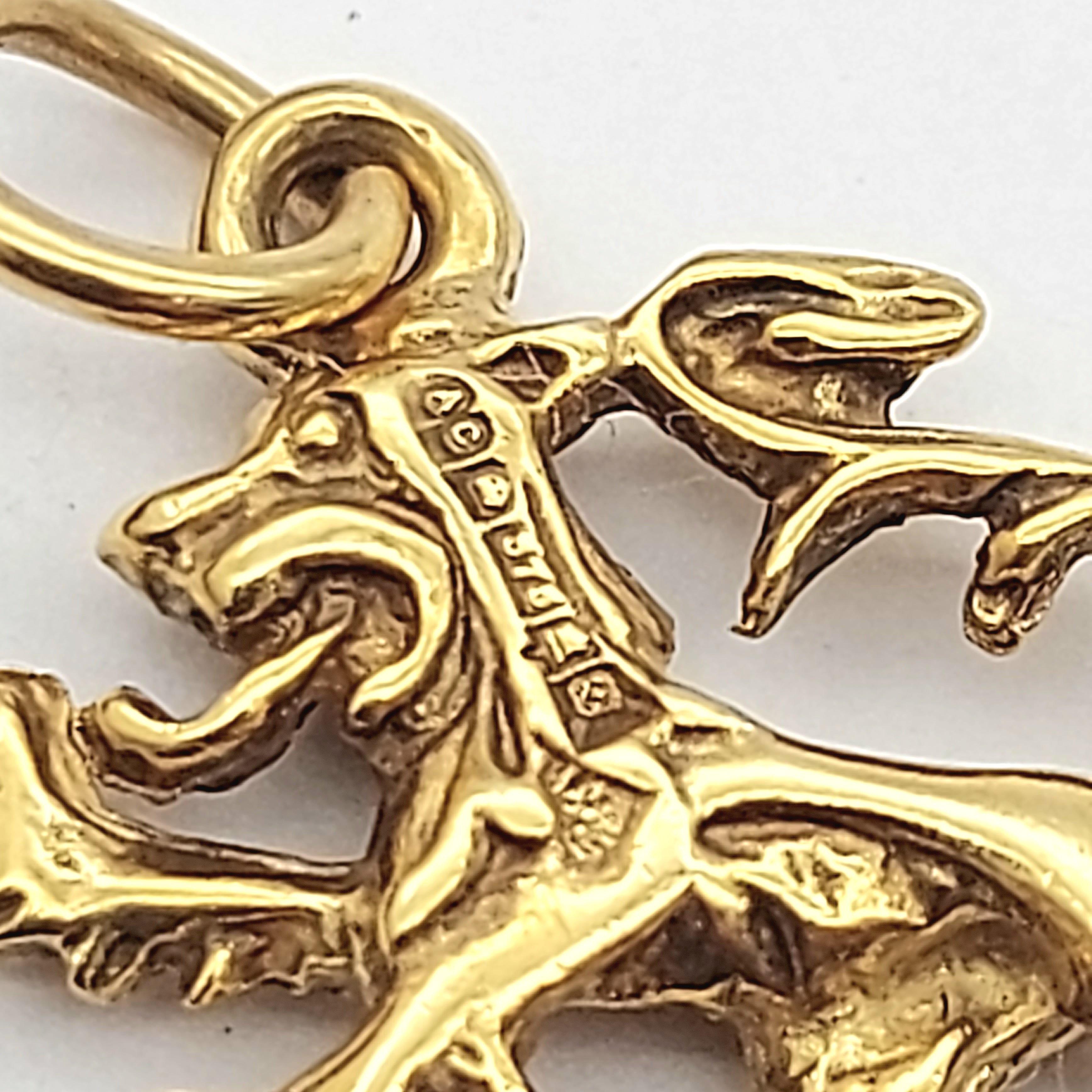 Lion Passant Antique Yellow Gold 9ct (375, 9K) Rare High Quality Pendant