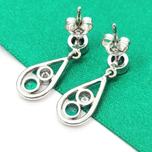 Load image into Gallery viewer, Ladies White Gold 18ct (750, 18K) Drop Dangle Natural Emerald & Diamond Earrings