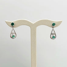 Load image into Gallery viewer, Ladies White Gold 18ct (750, 18K) Drop Dangle Natural Emerald & Diamond Earrings