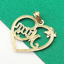 Load image into Gallery viewer, Ladies Tri-Tone Gold 9ct (375, 9K) Unique Butterfly Open Heart "Mum" Pendant