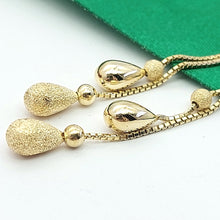 Load image into Gallery viewer, Ladies Yellow Gold 9ct (375 ,9k) Double Teardrop Dangle Box Chain Stud Earrings