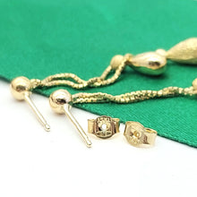 Load image into Gallery viewer, Ladies Yellow Gold 9ct (375 ,9k) Double Teardrop Dangle Box Chain Stud Earrings