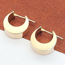 Load image into Gallery viewer, Ladies Rose Gold 9ct (375, 9K) Antique Smooth Plain Crescent Moon Hoops