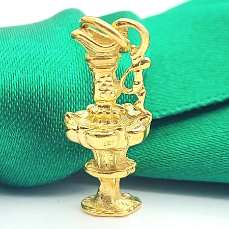 Water Fountain Yellow Gold 18ct (750, 18K) Rare Solid Artisan Antique Pendant
